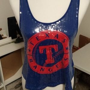 Texas Rangers sparkle cropped racerback tank